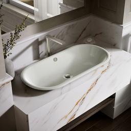 Kohler Iron Plains 33'' oval drop-in/undermount/vessel bathroom sink with Iron Black painted underside - Dune - image 2