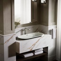 Kohler Iron Plains 33'' oval drop-in/undermount/vessel bathroom sink with Iron Black painted underside - Dune - image 4