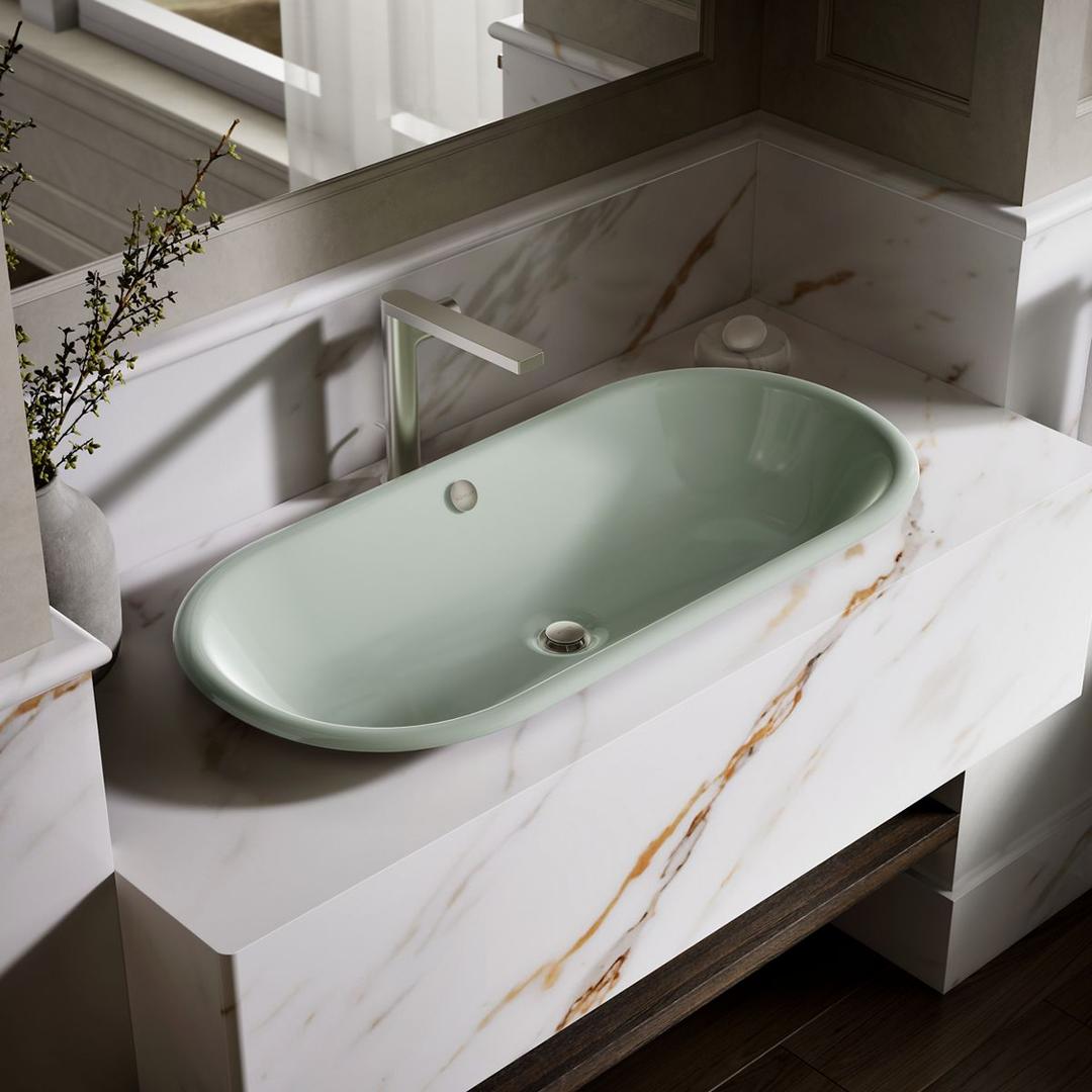 Kohler Iron Plains 33'' oval drop-in / undermount / vessel bathroom sink - Aspen Exterior With Aspen Interior by Kohler