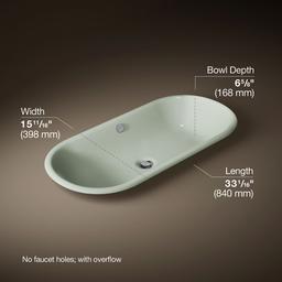Kohler Iron Plains 33'' oval drop-in / undermount / vessel bathroom sink - Aspen Exterior With Aspen Interior - image 2