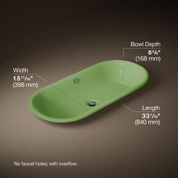 Kohler Iron Plains 33'' oval drop-in / undermount / vessel bathroom sink - Fresh Green Exterior With Fresh Green Interior - image 3