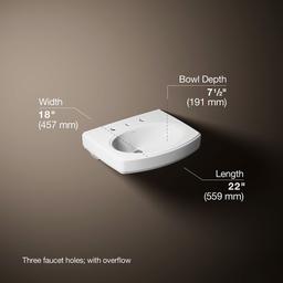 Kohler Pinoir 22'' oval wall-mount bathroom sink - White - image 3