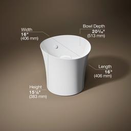 VeilE 16'' round vessel bathroom sink or pedestal sink basin - image 3