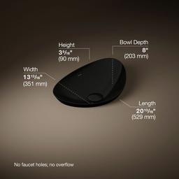 Kohler VeilE 21'' oval vessel bathroom sink, no overflow - Black - image 3