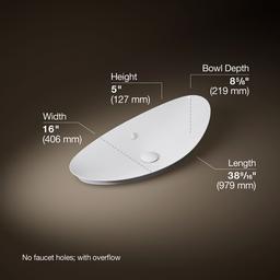 Kohler VeilE 38-1/2'' oval vessel bathroom sink - White - image 3