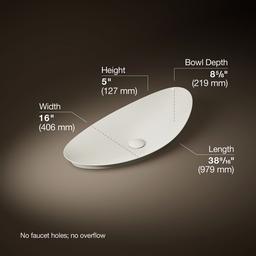 Kohler VeilE 38-1/2'' oval vessel bathroom sink, no overflow - Biscuit - image 3