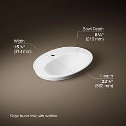 Kohler Serif 22-1/4'' oval drop-in bathroom sink - White - image 3