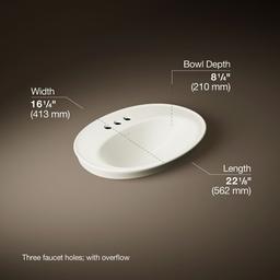 Kohler Serif 22-1/4'' oval drop-in bathroom sink - Biscuit - image 3