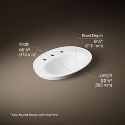 Kohler Serif 22-1/4'' oval drop-in bathroom sink - White - image 3