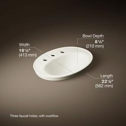 Kohler Serif 22-1/4'' oval drop-in bathroom sink - Biscuit - image 3