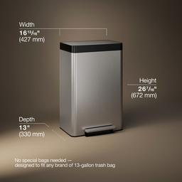 13-gallon stainless steel step trash can - image 3