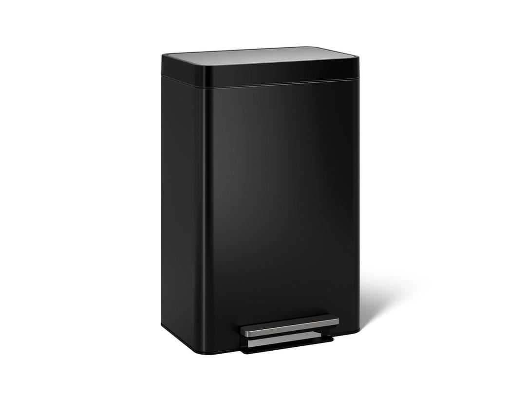 Kohler Dual-compartment step trash can - Black Stainless by Kohler
