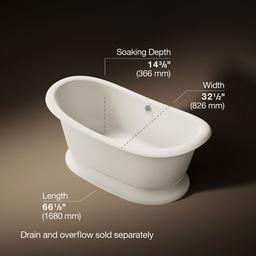 ArtifactsE 66-1/4'' x 32-1/2'' freestanding bath - Biscuit - image 3
