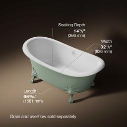 ArtifactsE 66-1/8'' x 32-1/2'' freestanding bath - Aspen Exterior With White Interior - image 3