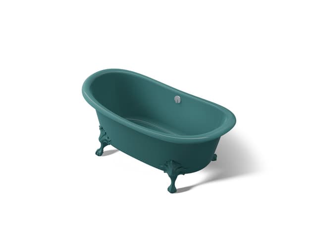 Kohler ArtifactsE 66-1/8'' x 32-1/2'' freestanding bath - Teal Exterior With Teal Interior