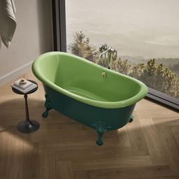 ArtifactsE 66-1/8'' x 32-1/2'' freestanding bath - Teal Exterior With Fresh Green Interior - image 2
