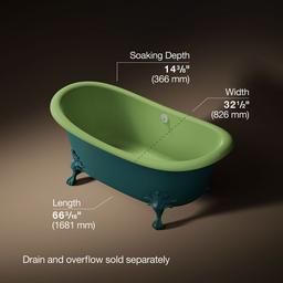 ArtifactsE 66-1/8'' x 32-1/2'' freestanding bath - Teal Exterior With Fresh Green Interior - image 3