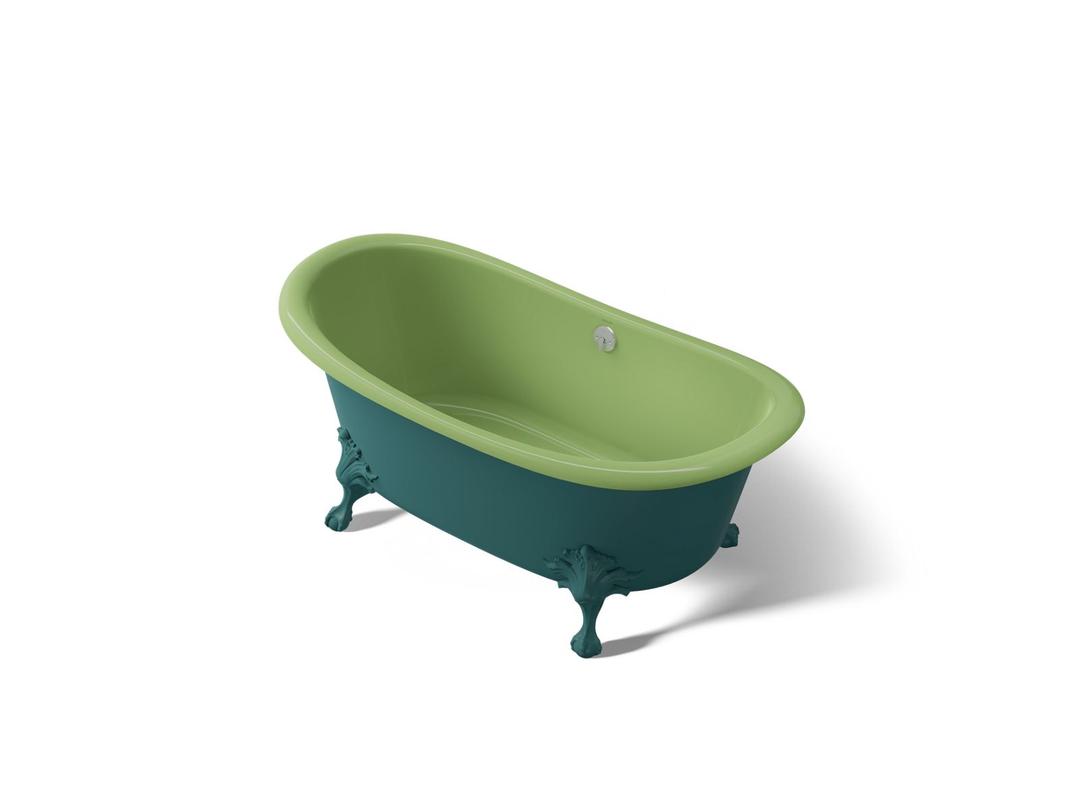 ArtifactsE 66-1/8'' x 32-1/2'' freestanding bath - Teal Exterior With Fresh Green Interior by Kohler