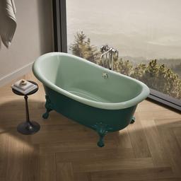 ArtifactsE 66-1/8'' x 32-1/2'' freestanding bath - Teal Exterior With Aspen Interior - image 2