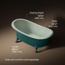 ArtifactsE 66-1/8'' x 32-1/2'' freestanding bath - Teal Exterior With Aspen Interior - image 3