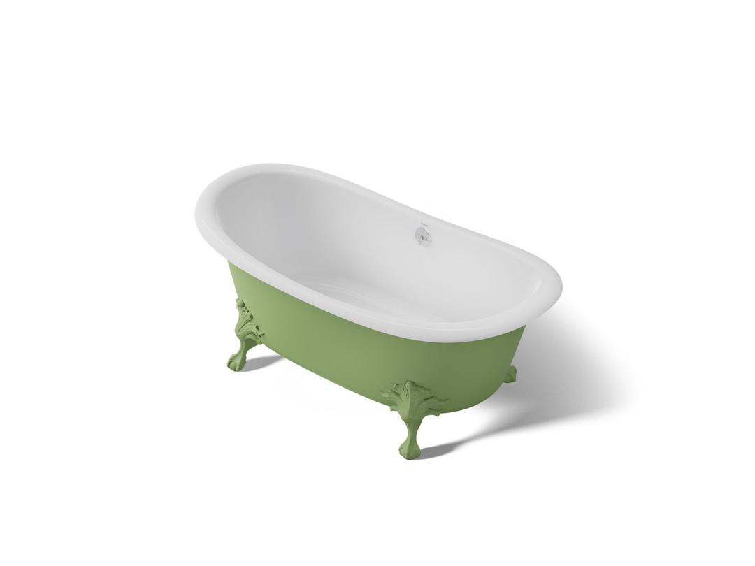 ArtifactsE 66-1/8'' x 32-1/2'' freestanding bath - Fresh Green Exterior With White Interior by Kohler