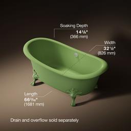ArtifactsE 66-1/8'' x 32-1/2'' freestanding bath - Fresh Green Exterior With Fresh Green Interior - image 3