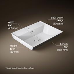 Brazn 23'' rectangular vessel bathroom sink - image 3