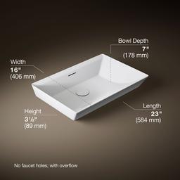 Brazn 23'' rectangular vessel bathroom sink - image 3