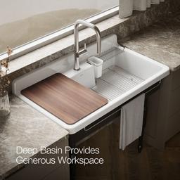 Farmstead 45'' top-/wall-mount single-bowl workstation farmhouse kitchen sink - image 7