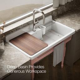 Farmstead 45'' top-/wall-mount single-bowl workstation farmhouse kitchen sink - image 7