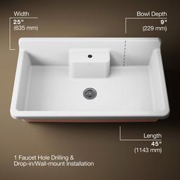 Farmstead 45'' top-/wall-mount single-bowl workstation farmhouse kitchen sink - image 3