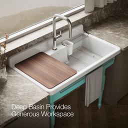 Farmstead 45'' top-/wall-mount single-bowl workstation farmhouse kitchen sink - image 6