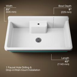 Farmstead 45'' top-/wall-mount single-bowl workstation farmhouse kitchen sink - image 3