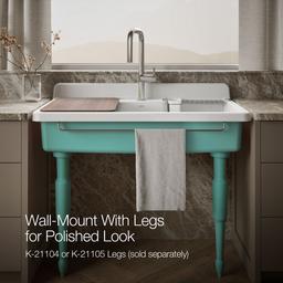 Farmstead 45'' top-/wall-mount single-bowl workstation farmhouse kitchen sink - image 5