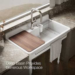 Farmstead 45'' top-/wall-mount single-bowl workstation farmhouse kitchen sink - image 7