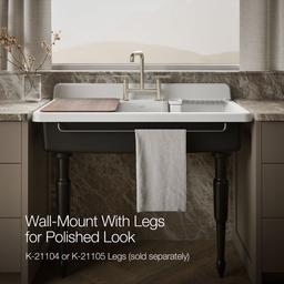 Farmstead 45'' top-/wall-mount single-bowl workstation farmhouse kitchen sink - image 5