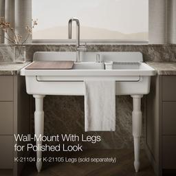 Farmstead 45'' top-/wall-mount single-bowl workstation farmhouse kitchen sink - image 5