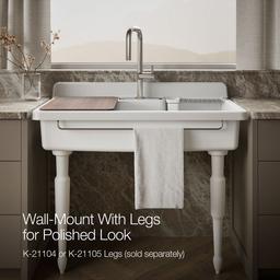 Farmstead 45'' top-/wall-mount single-bowl workstation farmhouse kitchen sink - image 5