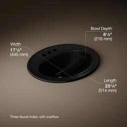 Kohler Pennington 20-1/4'' oval drop-in bathroom sink - Black - image 3