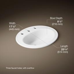 Kohler Pennington 20-1/4'' oval drop-in bathroom sink - White - image 3