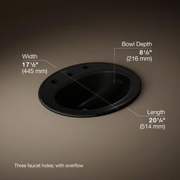 Kohler Pennington 20-1/4'' oval drop-in bathroom sink - Black - image 3