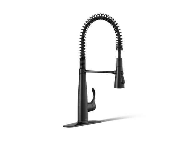 Kohler Simplice Semi-professional kitchen sink faucet with three-function sprayhead - Matte Black