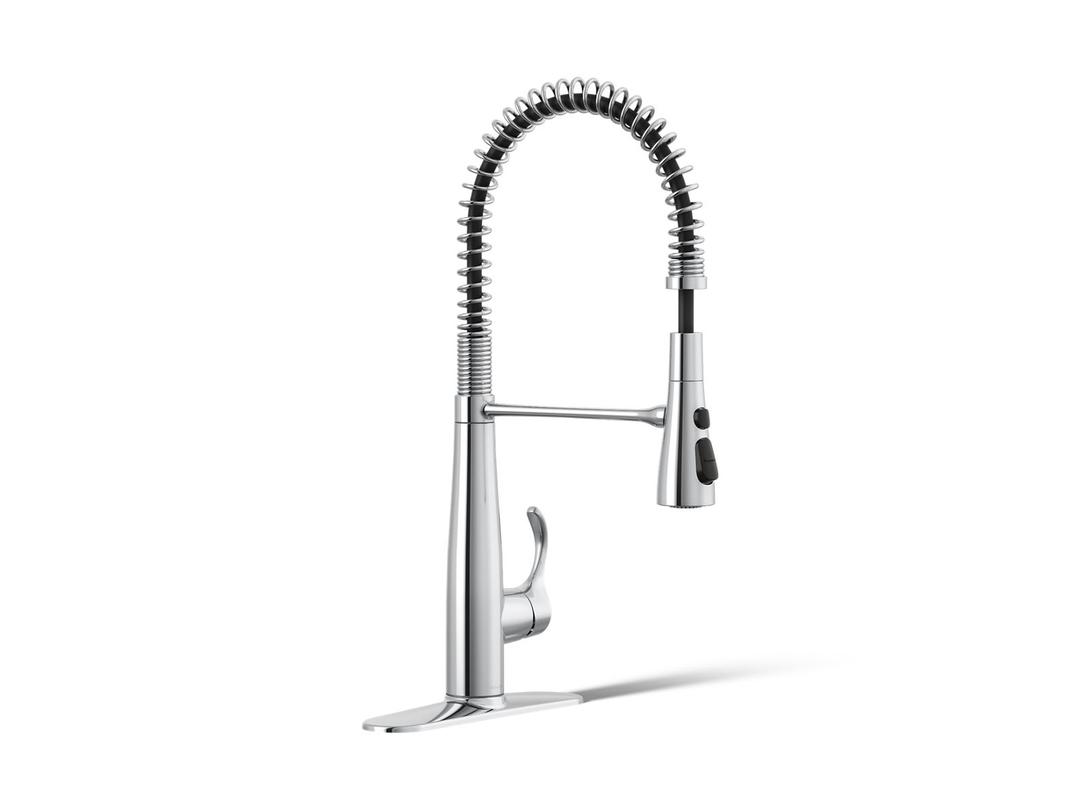Kohler Simplice Semi-professional kitchen sink faucet with three-function sprayhead - Polished Chrome by Kohler