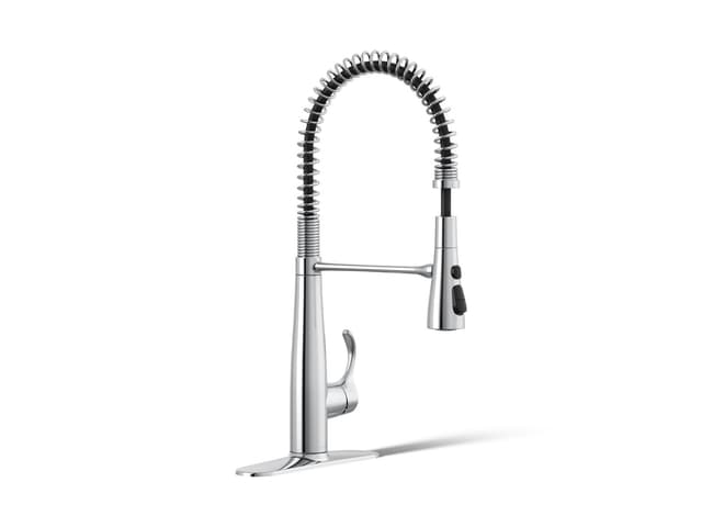 Kohler Simplice Semi-professional kitchen sink faucet with three-function sprayhead - Polished Chrome