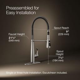 Kohler Simplice Semi-professional kitchen sink faucet with three-function sprayhead - Vibrant Stainless - image 3