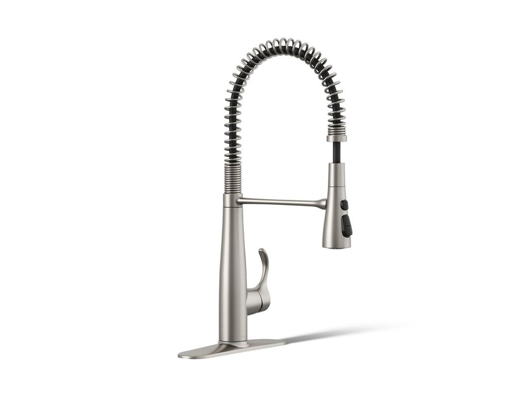 Kohler Simplice Semi-professional kitchen sink faucet with three-function sprayhead - Vibrant Stainless by Kohler