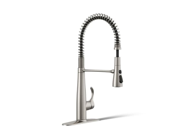 Kohler Simplice Semi-professional kitchen sink faucet with three-function sprayhead - Vibrant Stainless