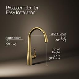 Kohler Simplice Single-handle bar sink faucet - Vibrant Brushed Moderne Brass - image 3