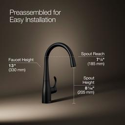 Kohler Simplice Single-handle bar sink faucet - Matte Black - image 3