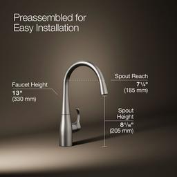 Kohler Simplice Single-handle bar sink faucet - Vibrant Stainless - image 3